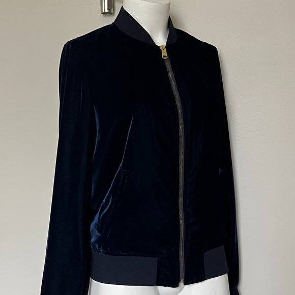 Tommy Hilfiger Blue Velvet Bomber Jacket - Picture 1 of 6